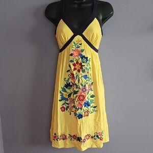 Yellow Floral Embroidered Dress